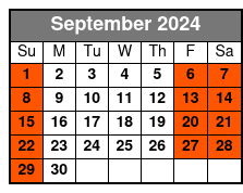 Standard Window Table September Schedule