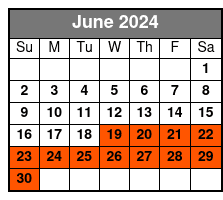 2-Hour Pedicab Tour June Schedule