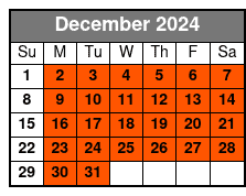 Tour in Spain December Schedule