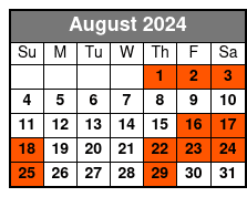 Public Tour August Schedule