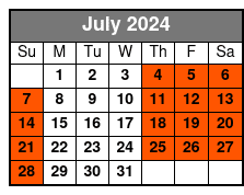 Public Tour Pricing July Schedule