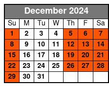 Public Tour Pricing December Schedule